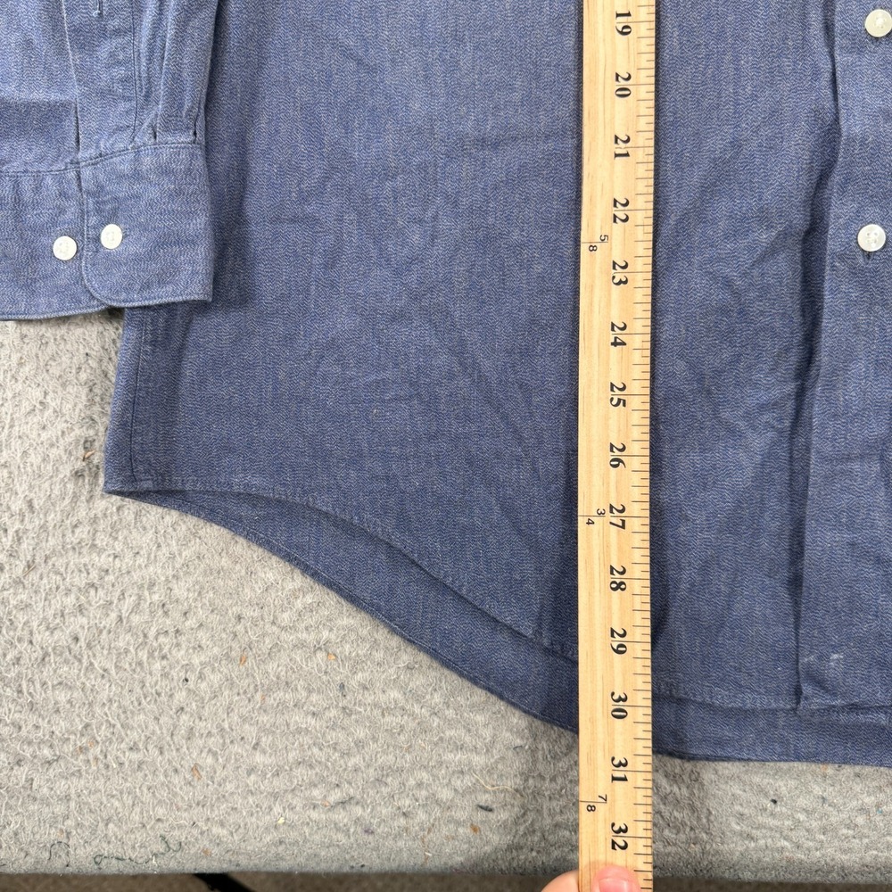 Lamberti Shirt Men's 16.5 Blue Long Sleeve Collared Front Pocket Button Up - Picture 4 of 6